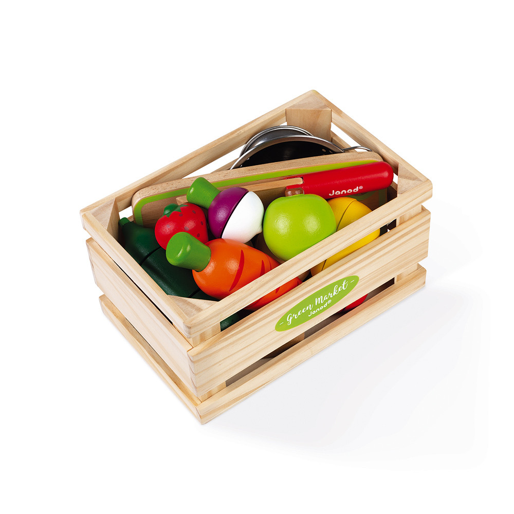 Maxi set de fruits et légumes en bois à découper